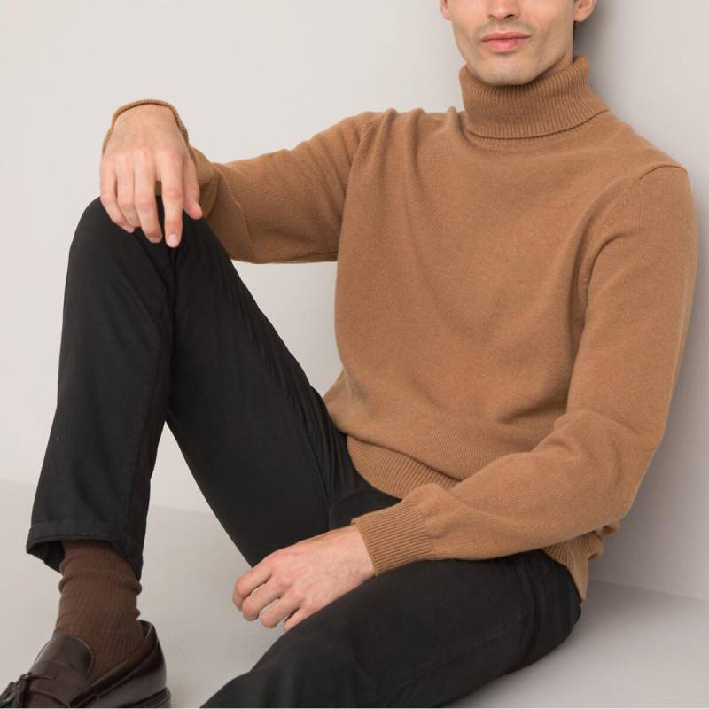 Rollkragenpullover Signature Aus Lambswool Herren Braun S von La Redoute Collections