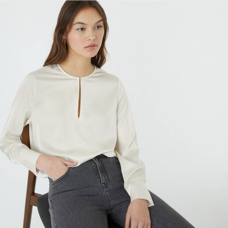 Satinbluse Mit Rundem Ausschnitt Damen Weiss 50 von La Redoute Collections