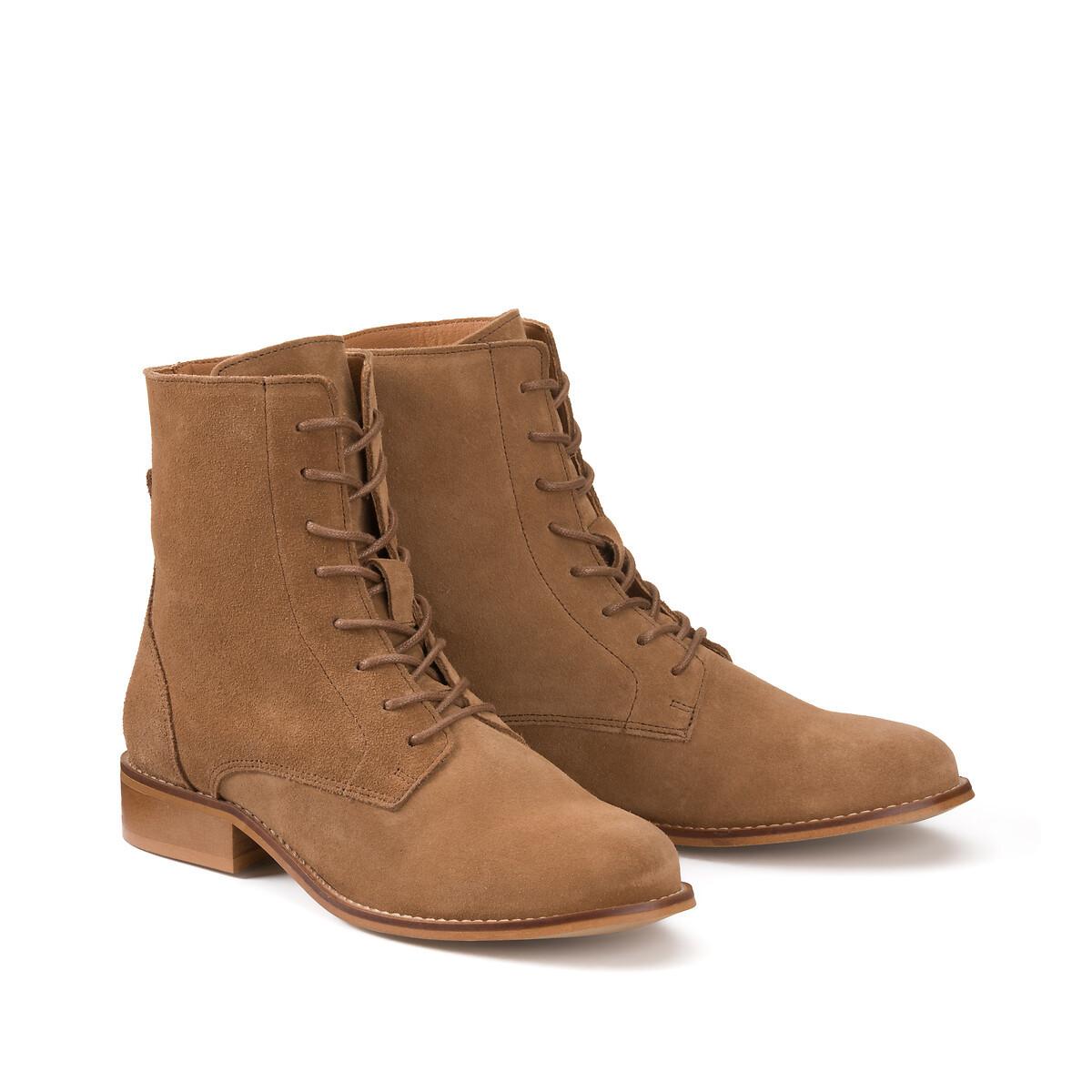 Schnürstiefel Aus Veloursleder Damen Braun 37 von La Redoute Collections