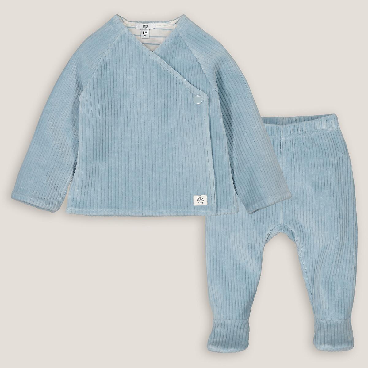 Set Aus Wickeljacke Und Hose Mit Füssen Unisex Blau 0-3M von La Redoute Collections