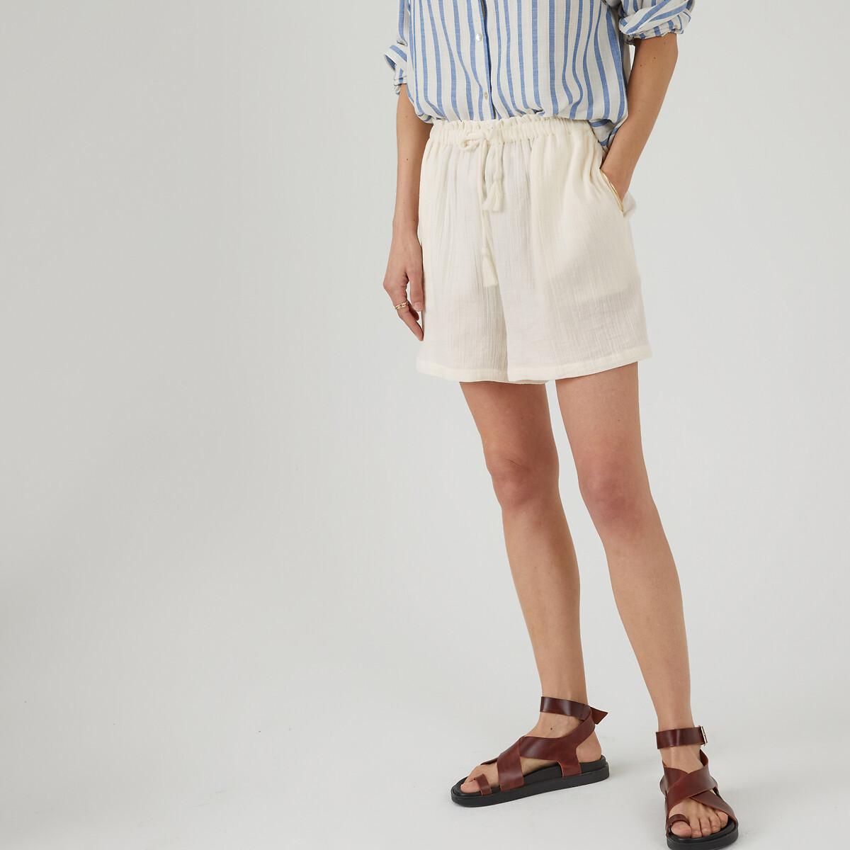 Shorts Aus Baumwoll-musselin Damen Weiss 36 von La Redoute Collections