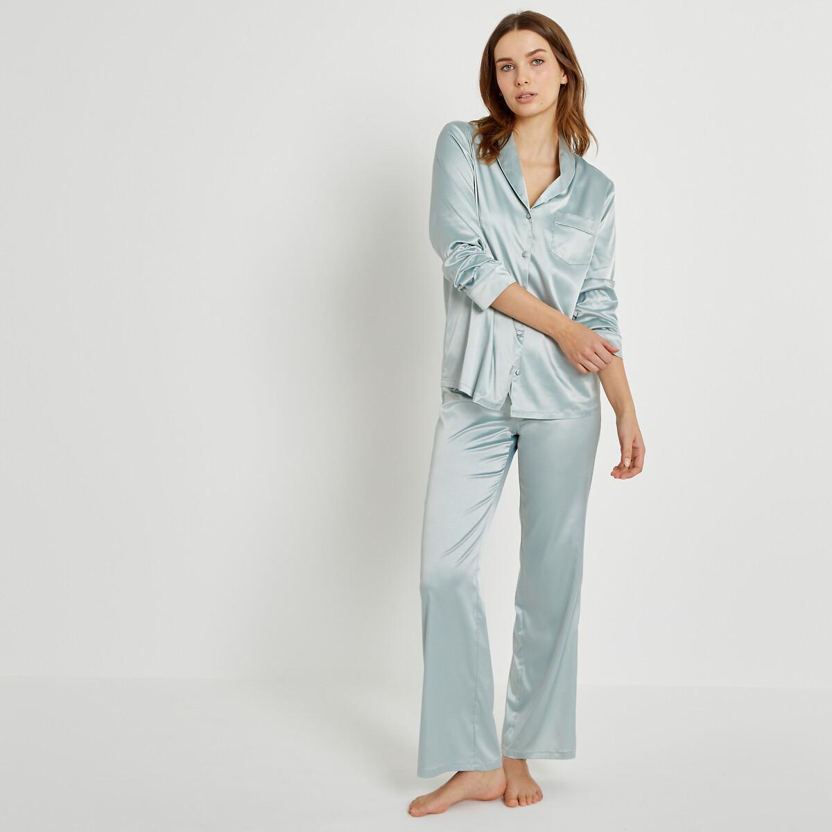 Signature Pyjama Aus Satin Damen Grün 46 von La Redoute Collections