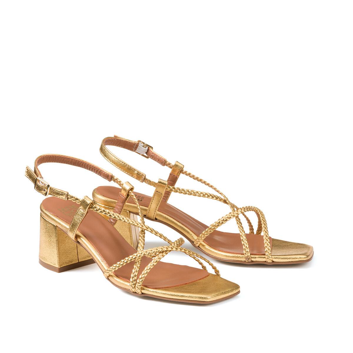 Signature Sandaletten Mit Geflochtenen Riemchen Damen Gold 36 von La Redoute Collections