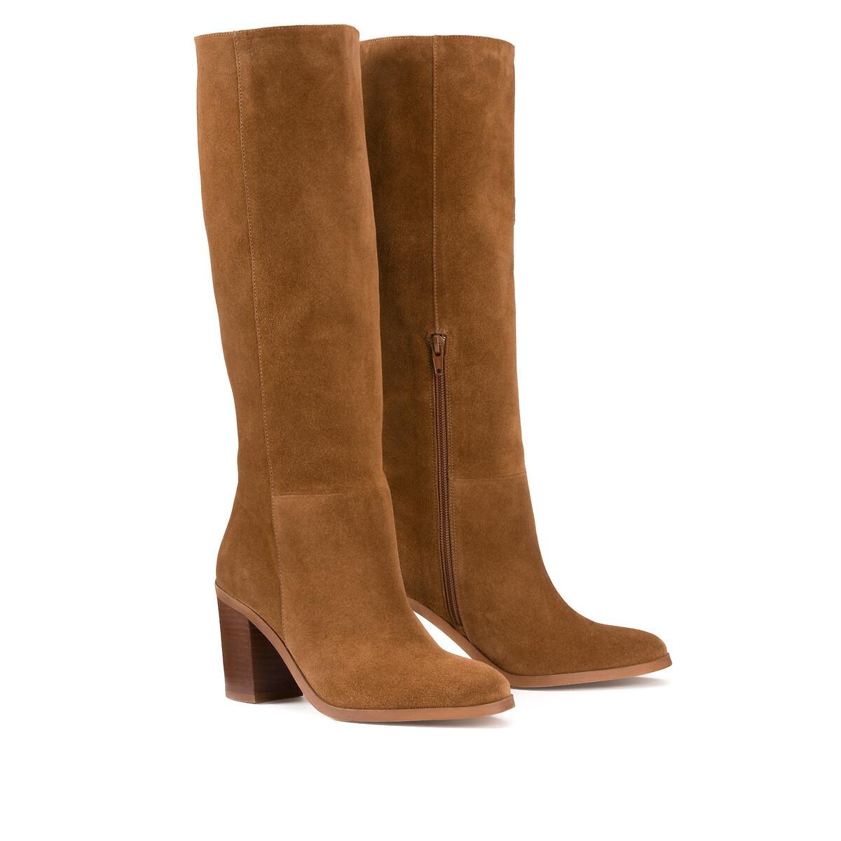 Signature Stiefel Aus Veloursleder Damen Braun 36 von La Redoute Collections