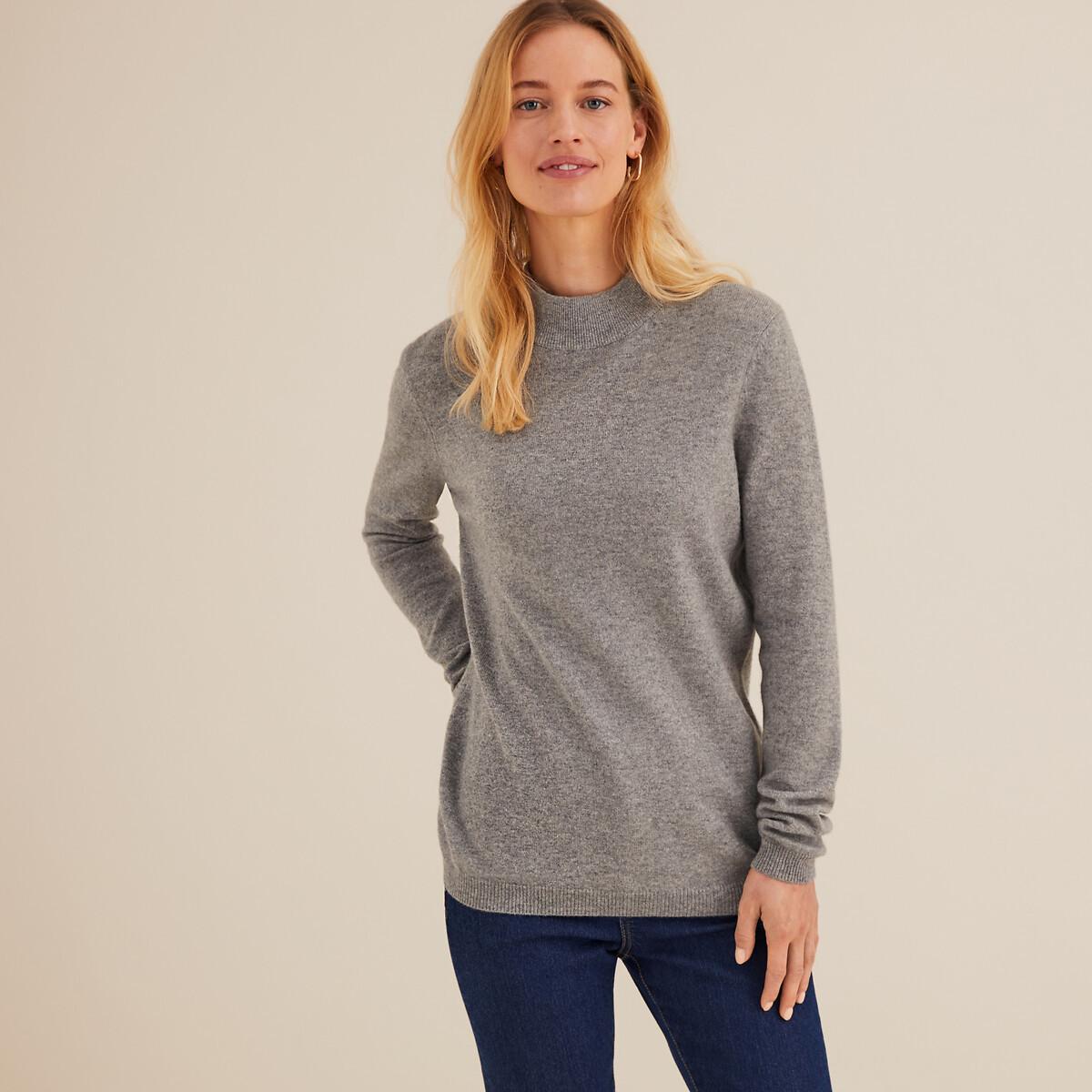 Stehkragenpullover Damen Grau 46 von La Redoute Collections