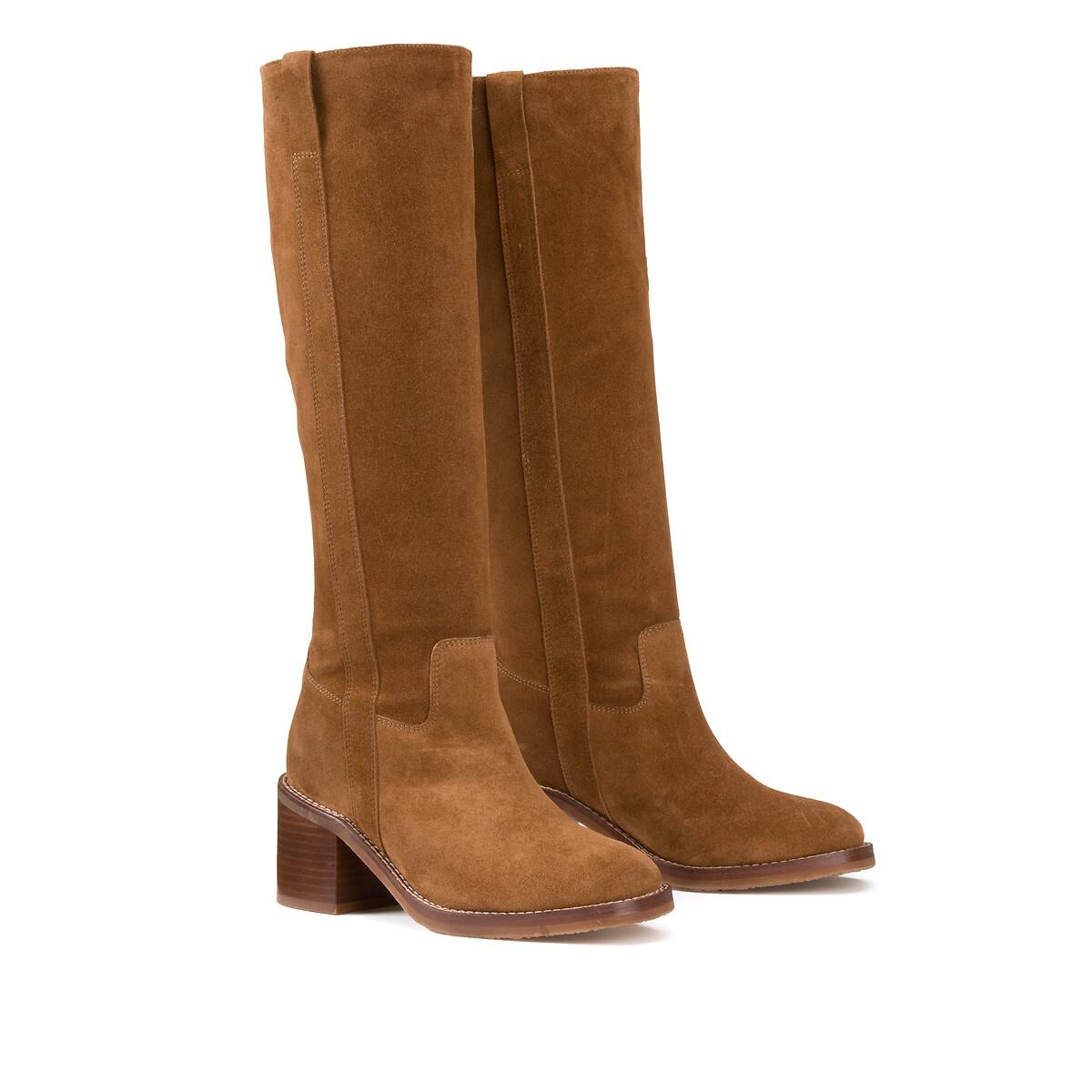 Stiefel Aus Veloursleder Damen Braun 39 von La Redoute Collections