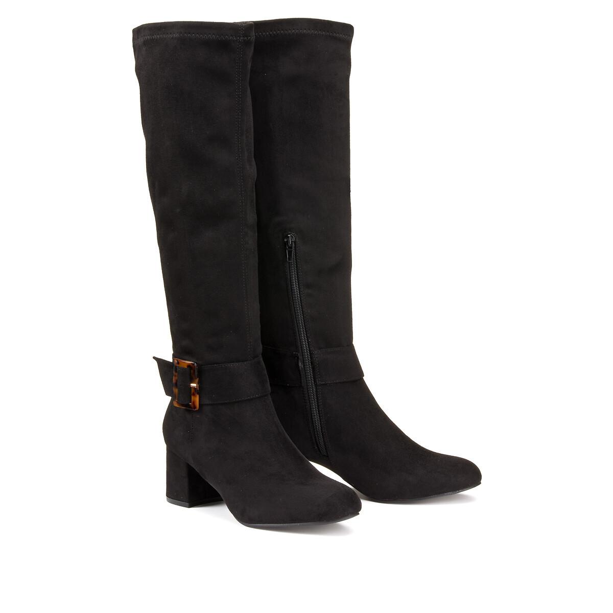 Stretch-stiefel Mit Absatz Und Zierschnalle Damen Schwarz 37 von La Redoute Collections