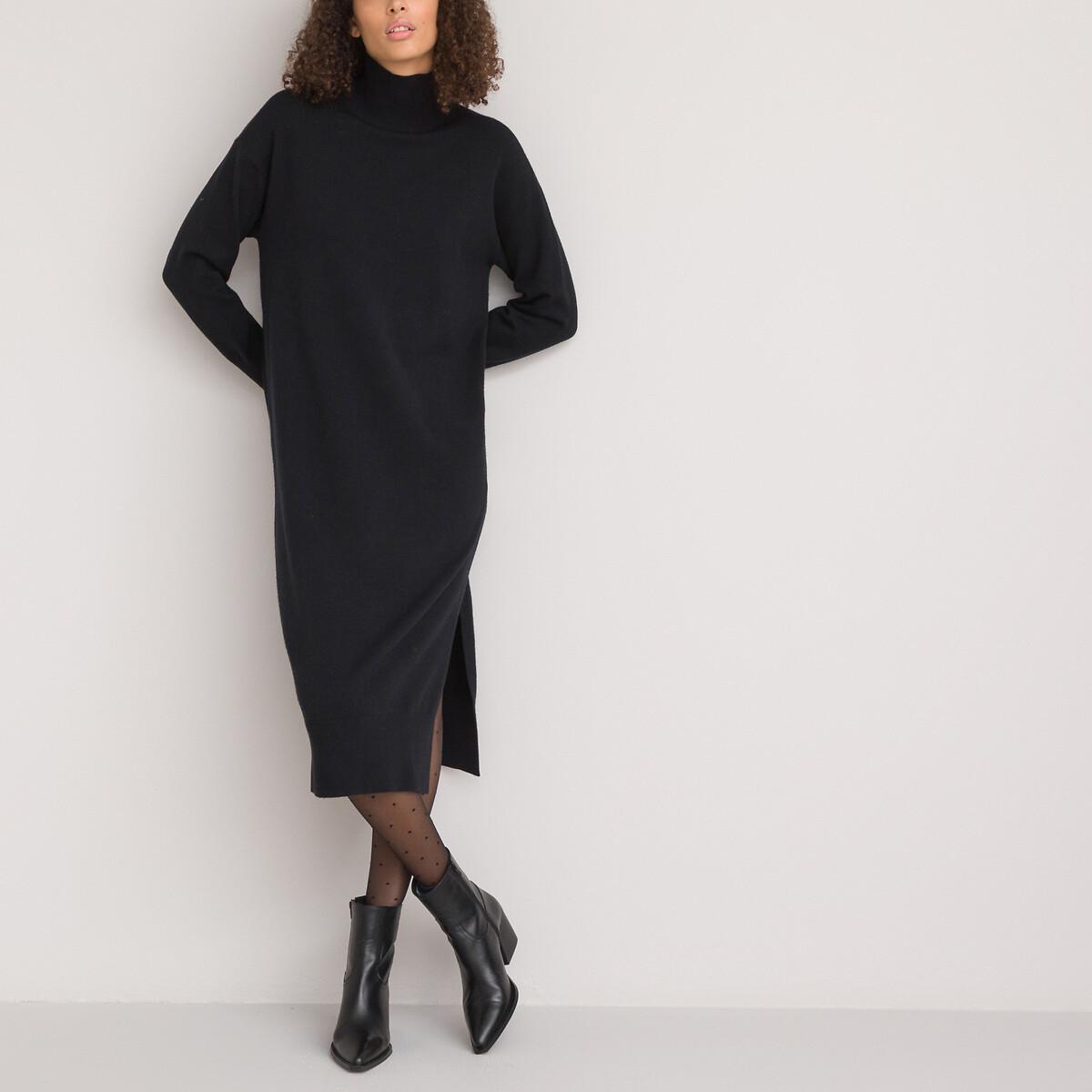 Strickkleid Mit Rollkragen & Langen Ärmeln Damen Schwarz XS von La Redoute Collections