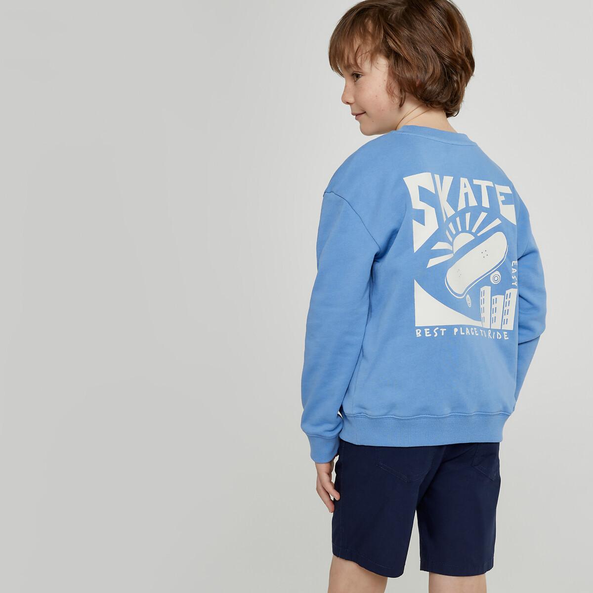 Sweatshirt Mit Rundem Ausschnitt Und Aufdruck Hinten Jungen Blau 118 von La Redoute Collections