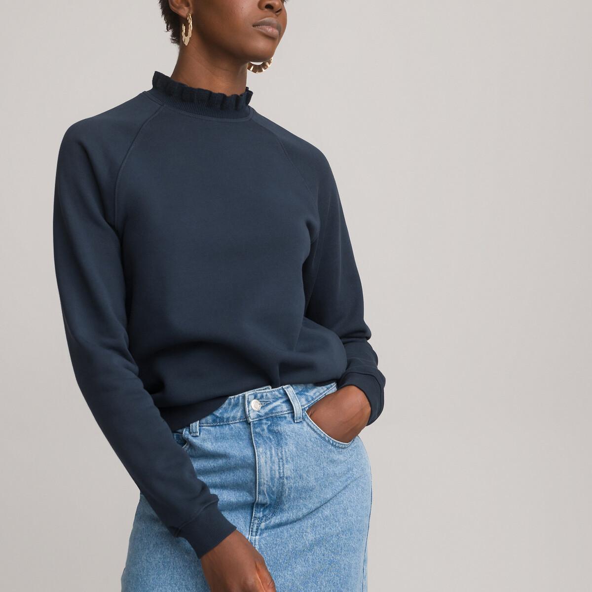 Sweatshirt Mit Strickkragen Damen Blau L von La Redoute Collections