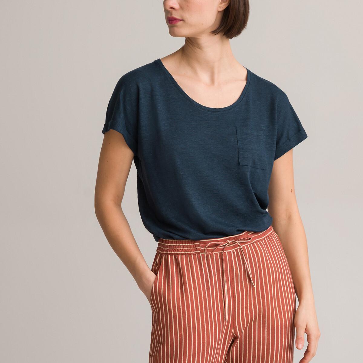 T-shirt Aus Leinen Damen Blau 46 von La Redoute Collections