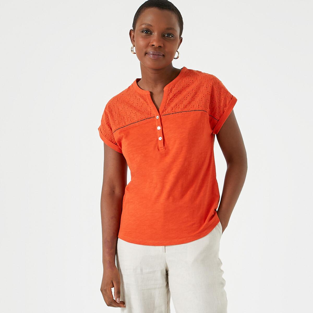 T-shirt Mit Henley-ausschnitt Damen Braun 38 von La Redoute Collections