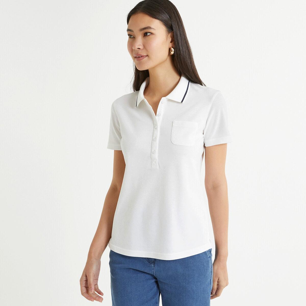 T-shirt Mit Polokragen Damen Weiss 42 von La Redoute Collections