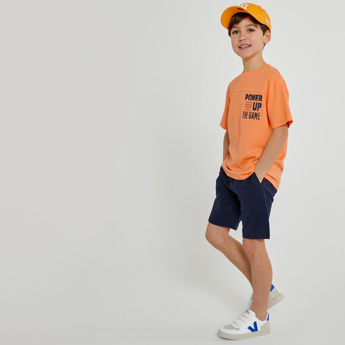 T-shirt Mit Rundhalsausschnitt & Message-print An Der Brust Jungen Orange 114 von La Redoute Collections