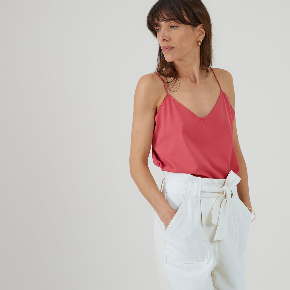 Top Mit V-ausschnitt & Schmalen Trägern Damen Rosa 38 von La Redoute Collections