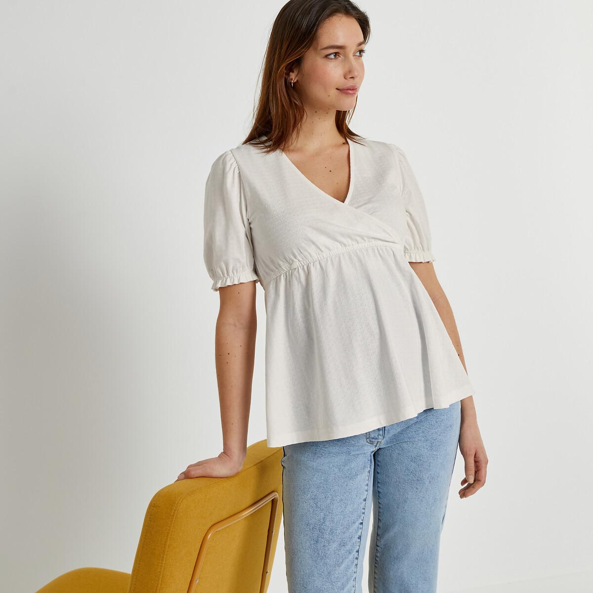 Umstandshirt Aus Jersey Mit Stickerei Damen Weiss L von La Redoute Collections