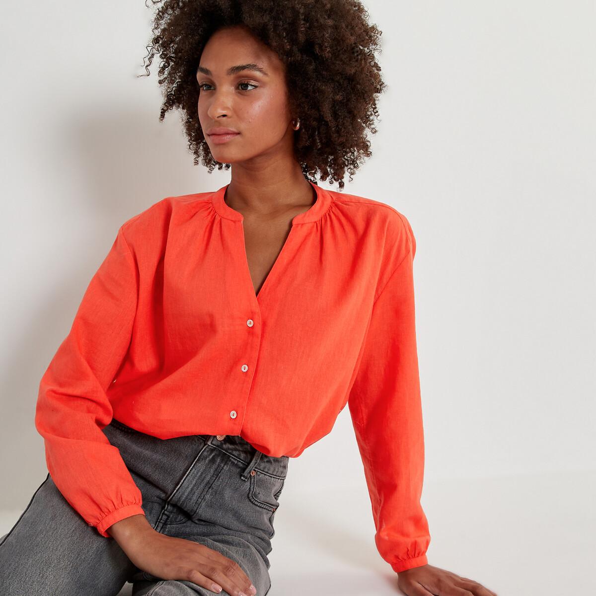 Weite Hemdbluse Mit Offenem Damen Orange 34 von La Redoute Collections