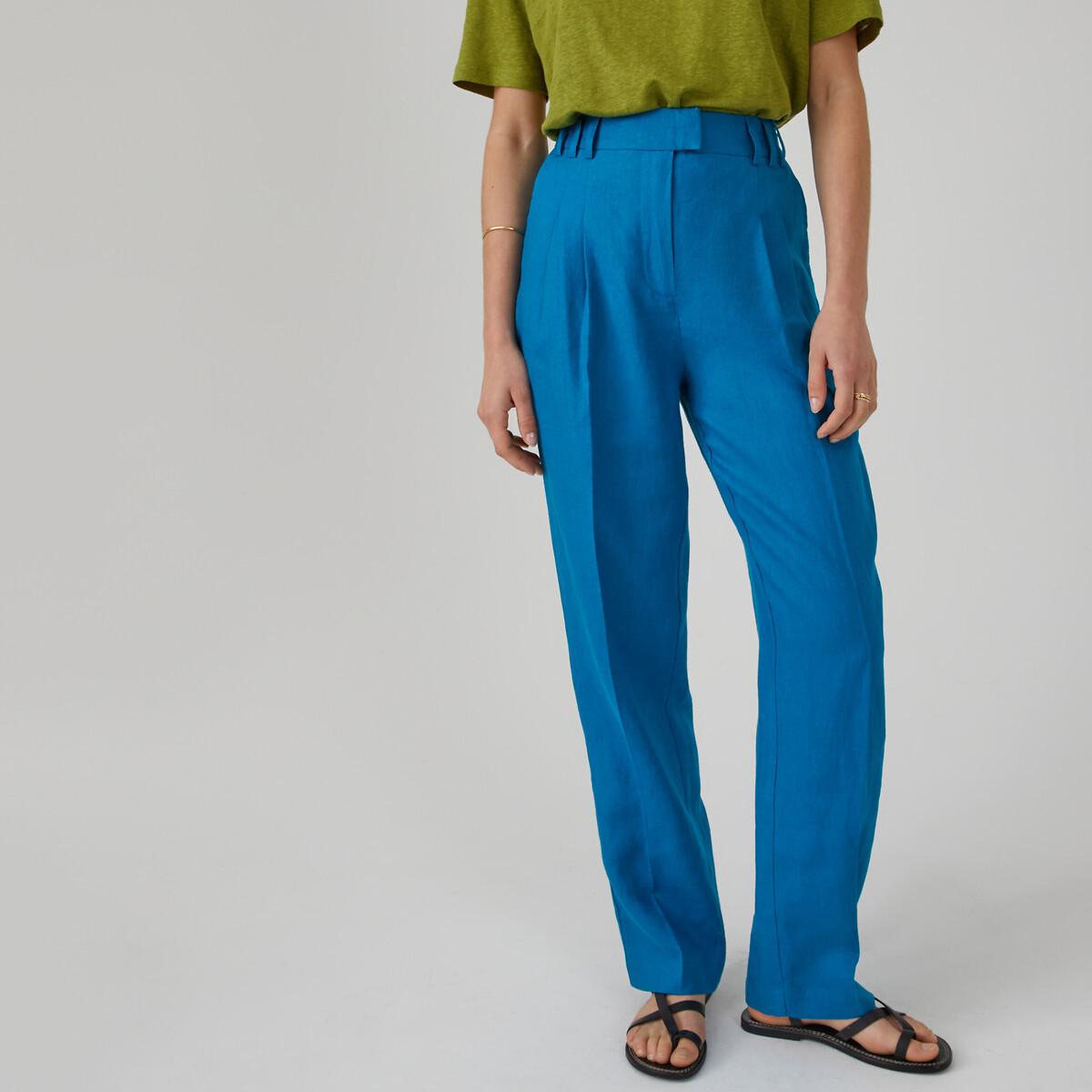 Weite Leinenhose Damen Blau 38 von La Redoute Collections