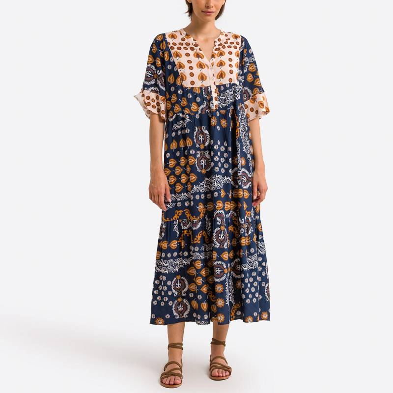 Weites Maxikleid Mit Ethnoprint Damen Blau 32-34 von La Redoute Collections