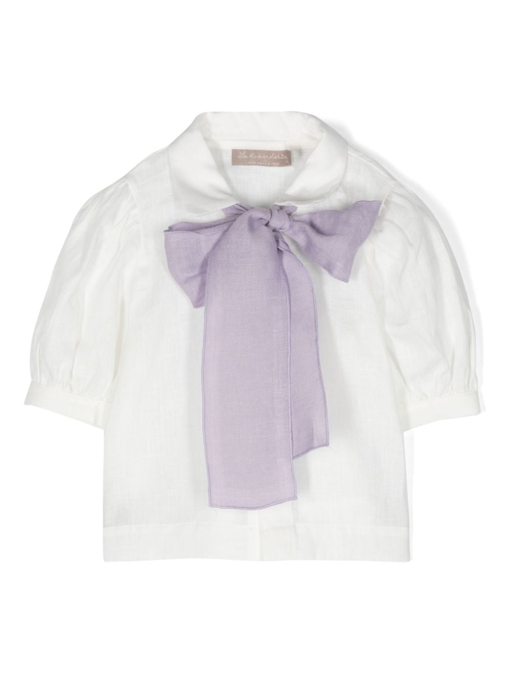 La Stupenderia bow-detail linen shirt - White von La Stupenderia