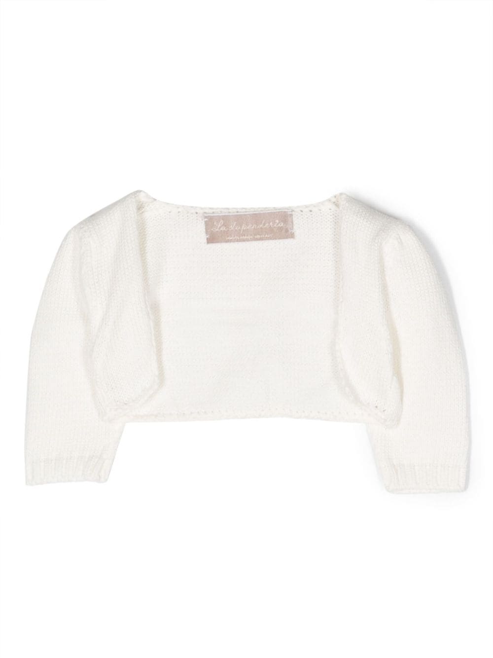 La Stupenderia cropped long-sleeve knitted cardigan - White von La Stupenderia