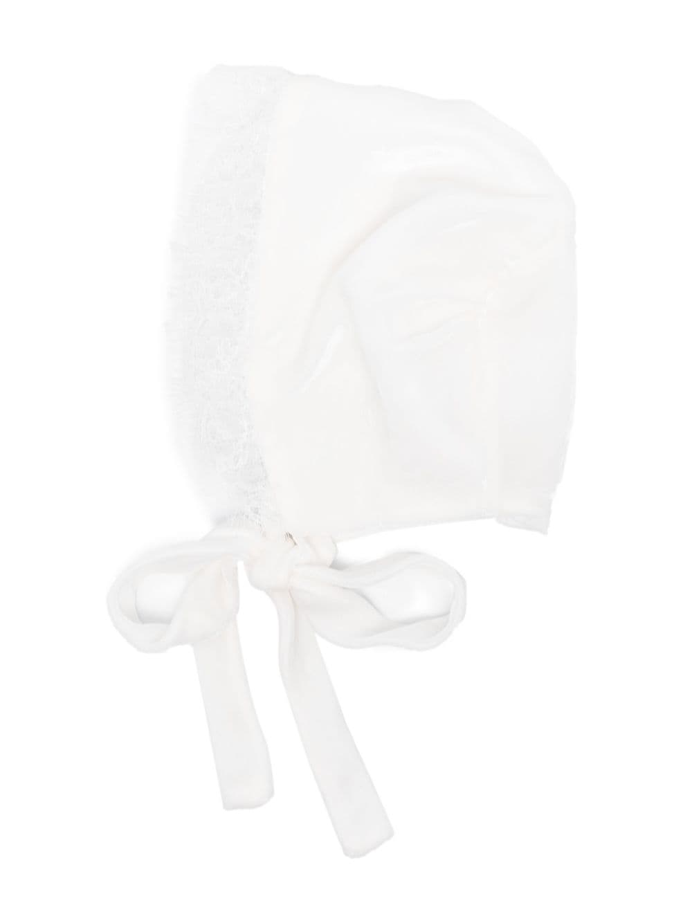 La Stupenderia lace-trim velvet hat - White von La Stupenderia