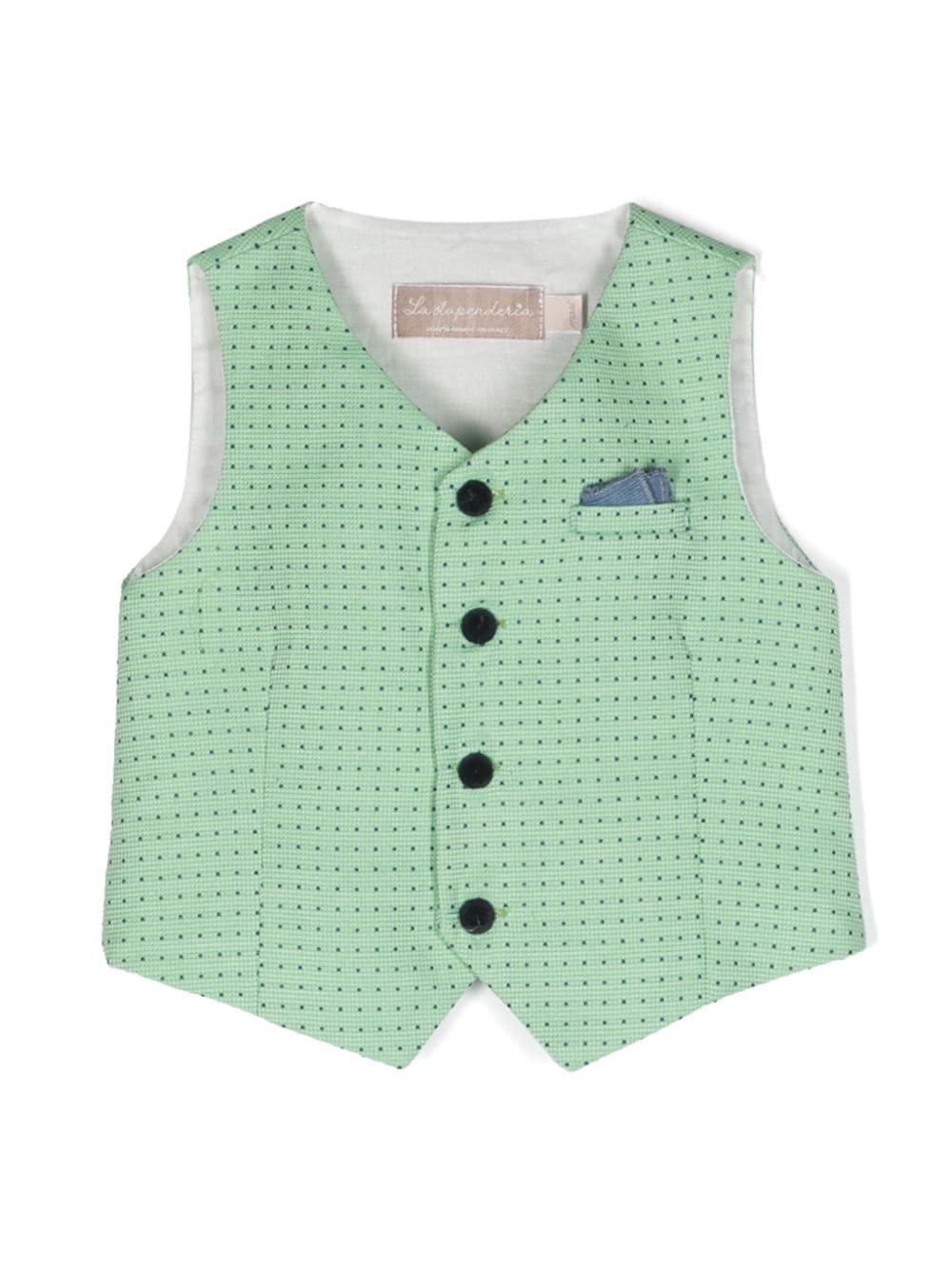 La Stupenderia polka dot-embroidered V-neck waistcoat - Green von La Stupenderia