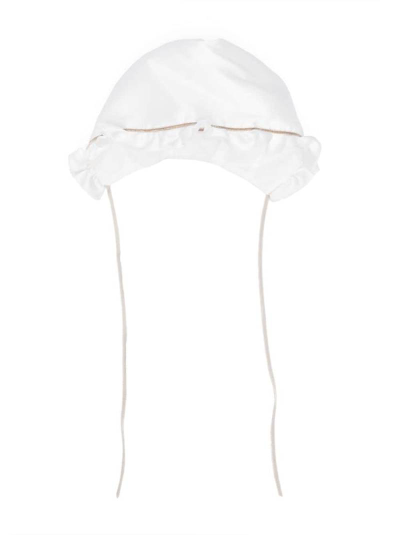 La Stupenderia ruffled self-tie bonnet - White von La Stupenderia