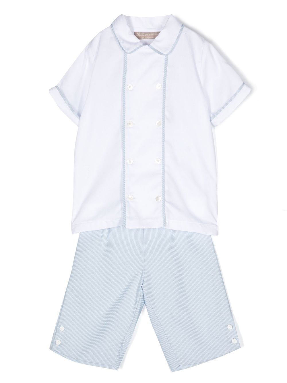 La Stupenderia seersucker cotton short set - White von La Stupenderia