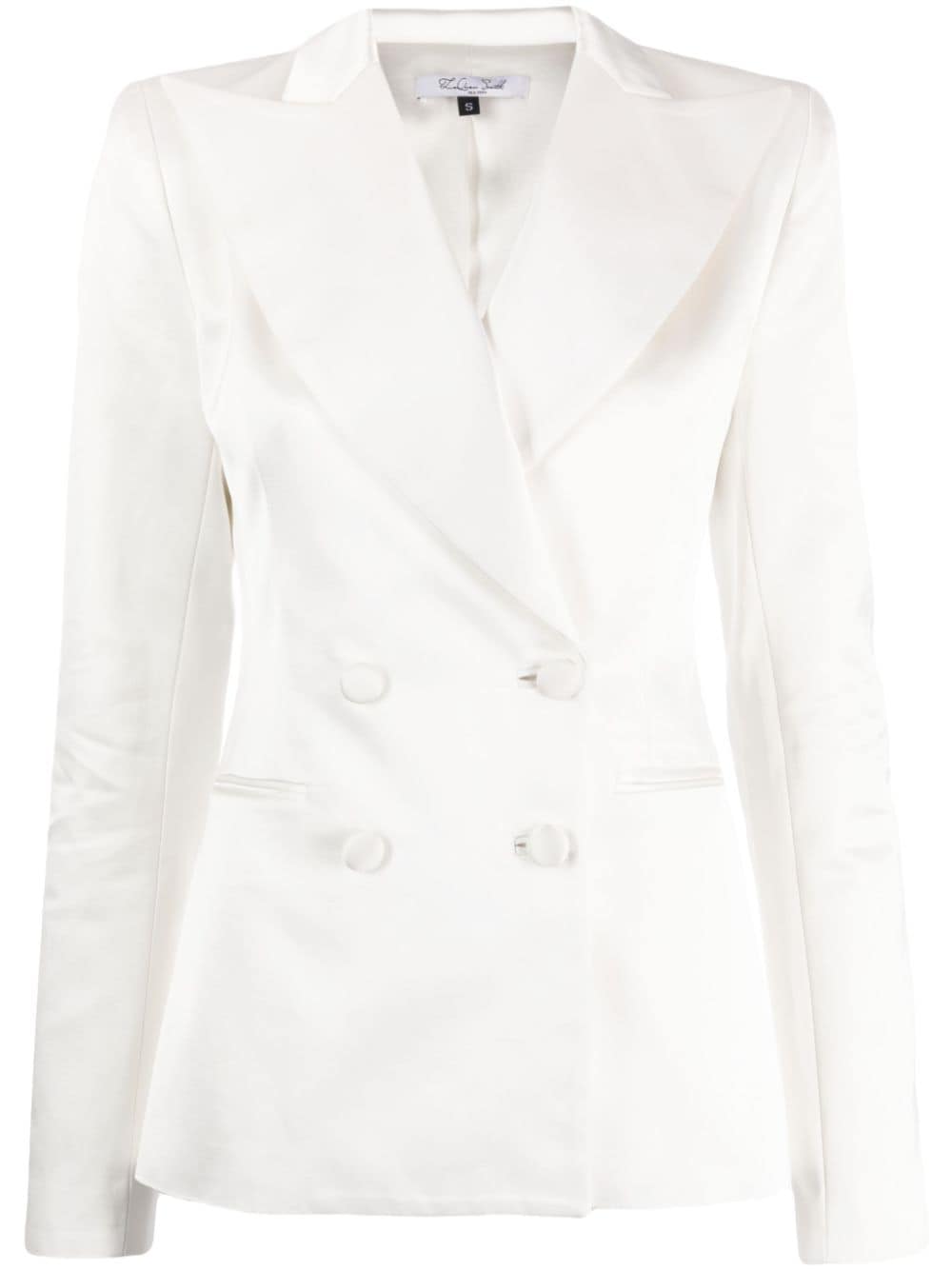 LaQuan Smith double-breasted silk-satin blazer - White von LaQuan Smith