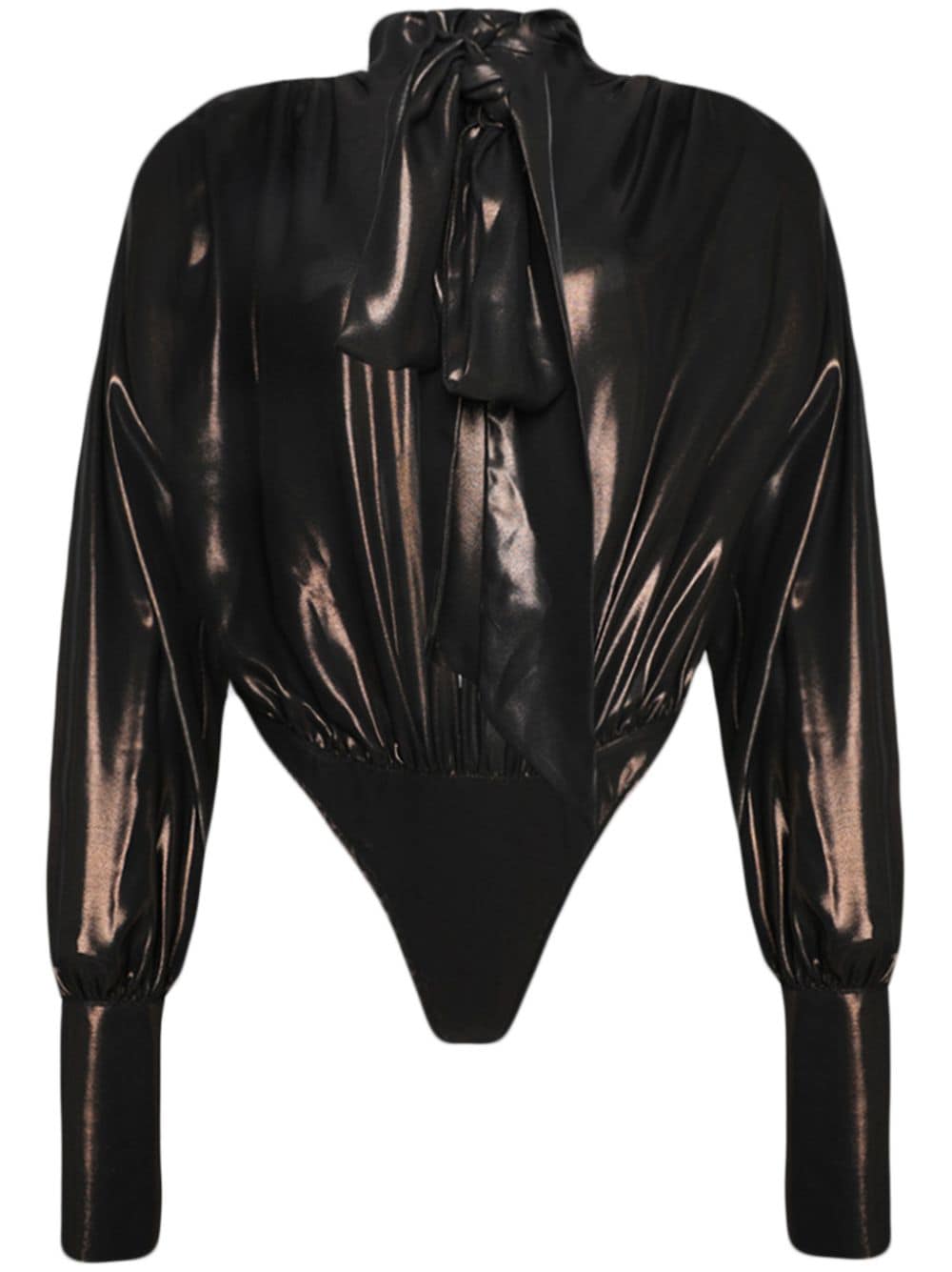 LaQuan Smith pussy-bow drapd bodysuit - Brown von LaQuan Smith