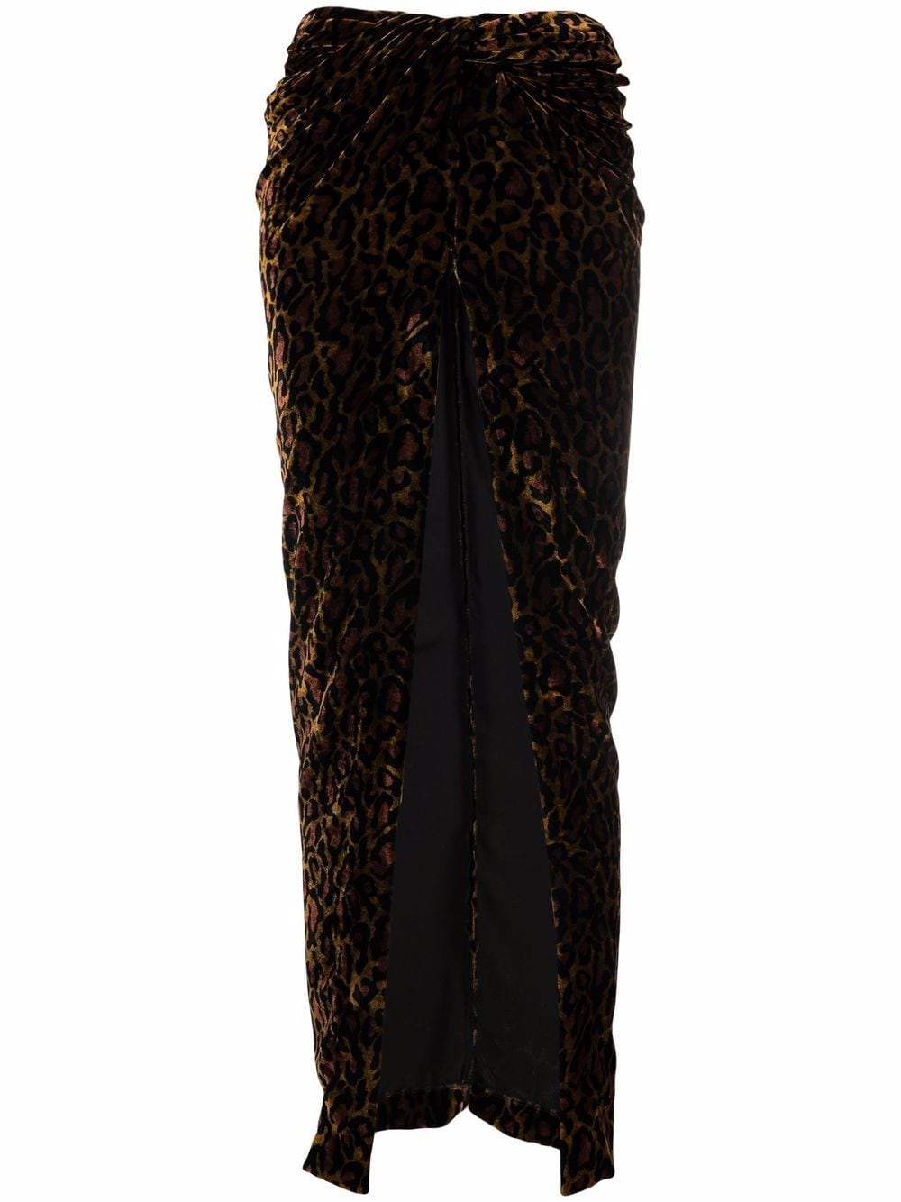 LaQuan Smith velvet cheetah-print draped skirt - Black von LaQuan Smith