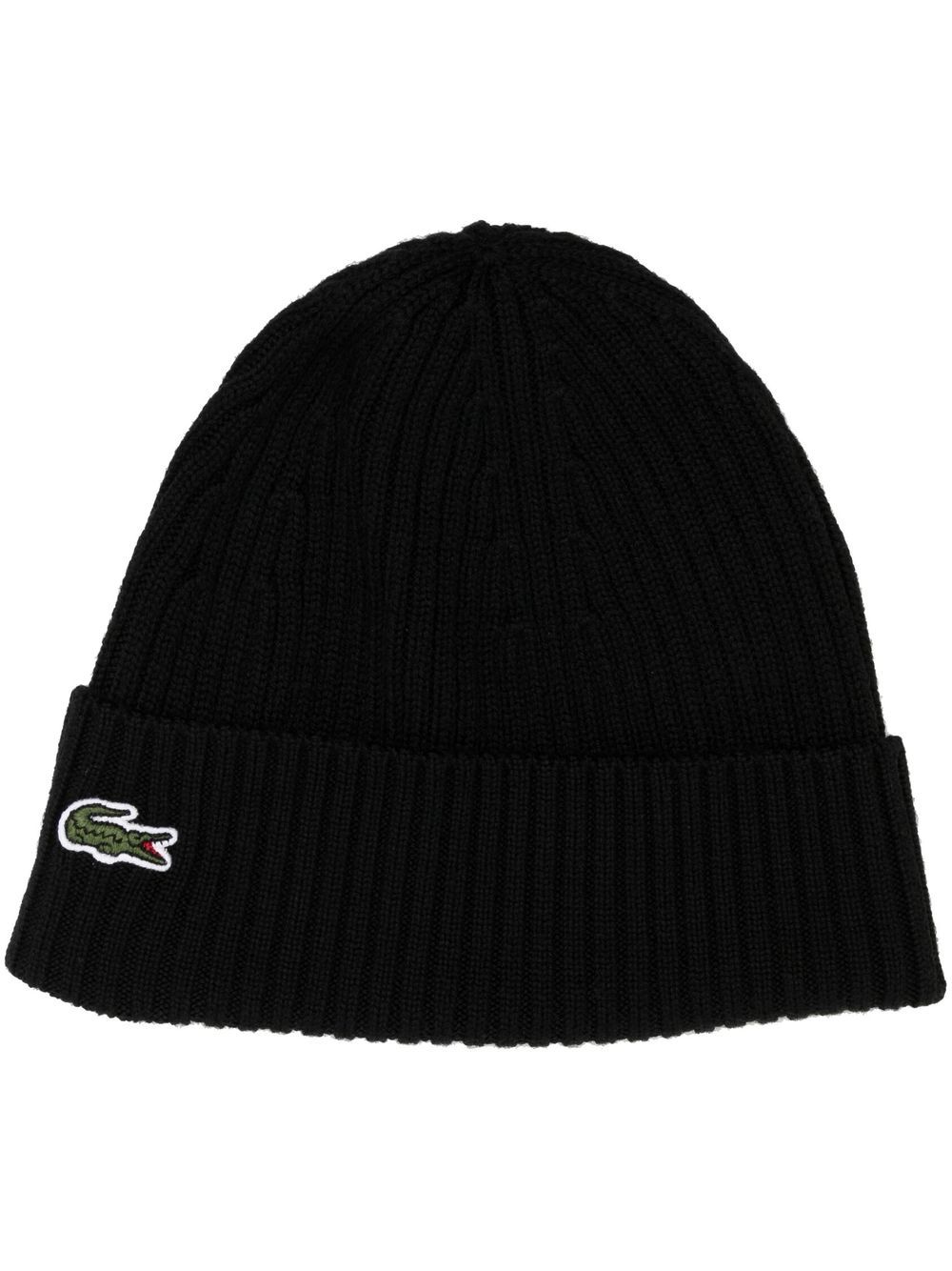 Lacoste Crocodile-patch wool beanie - Black von Lacoste