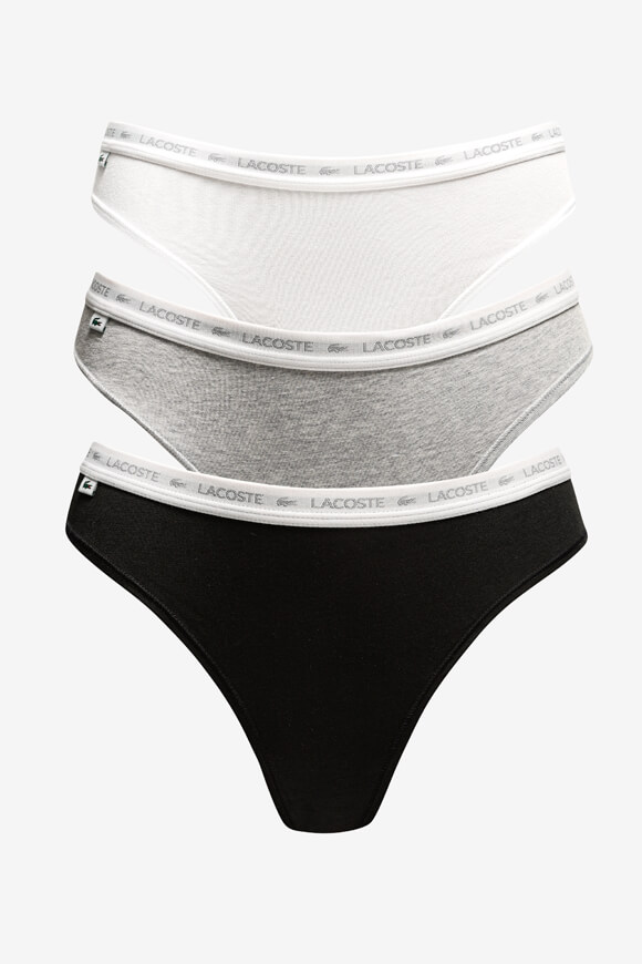 Lacoste Dreierpack Strings | Black + White + Silver Heather | Damen  | S von Lacoste