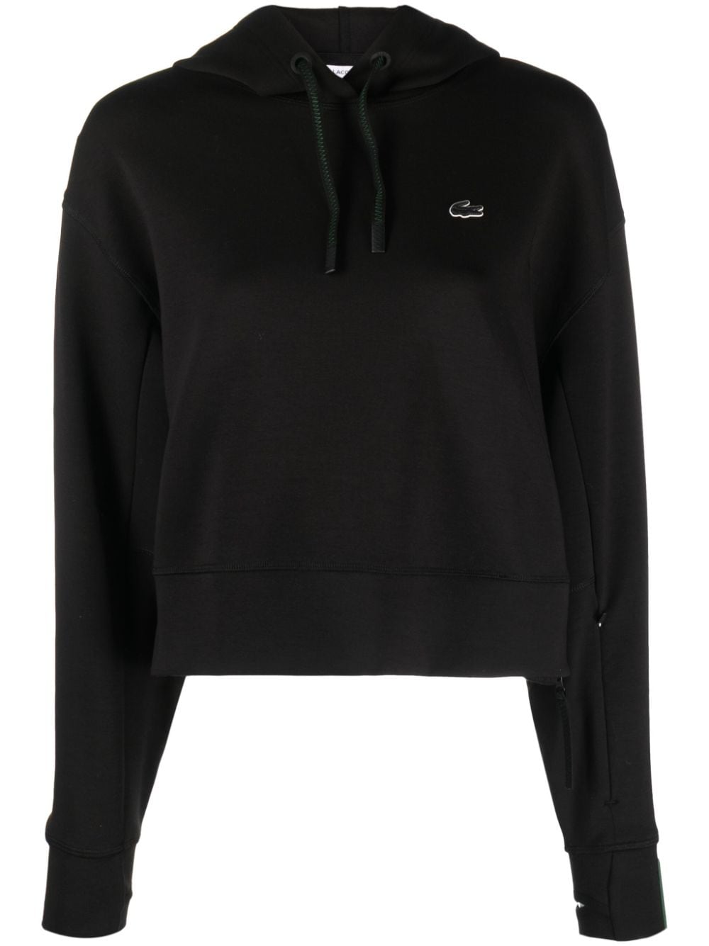 Lacoste embroidered-logo thumb-slot hoodie - Black von Lacoste