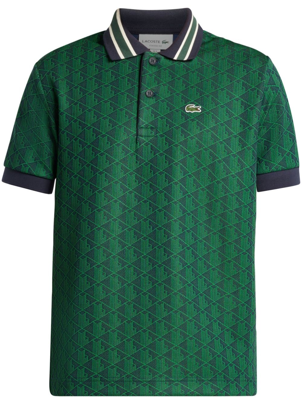 Lacoste geometric pattern logo-appliqué polo shirt - Green von Lacoste