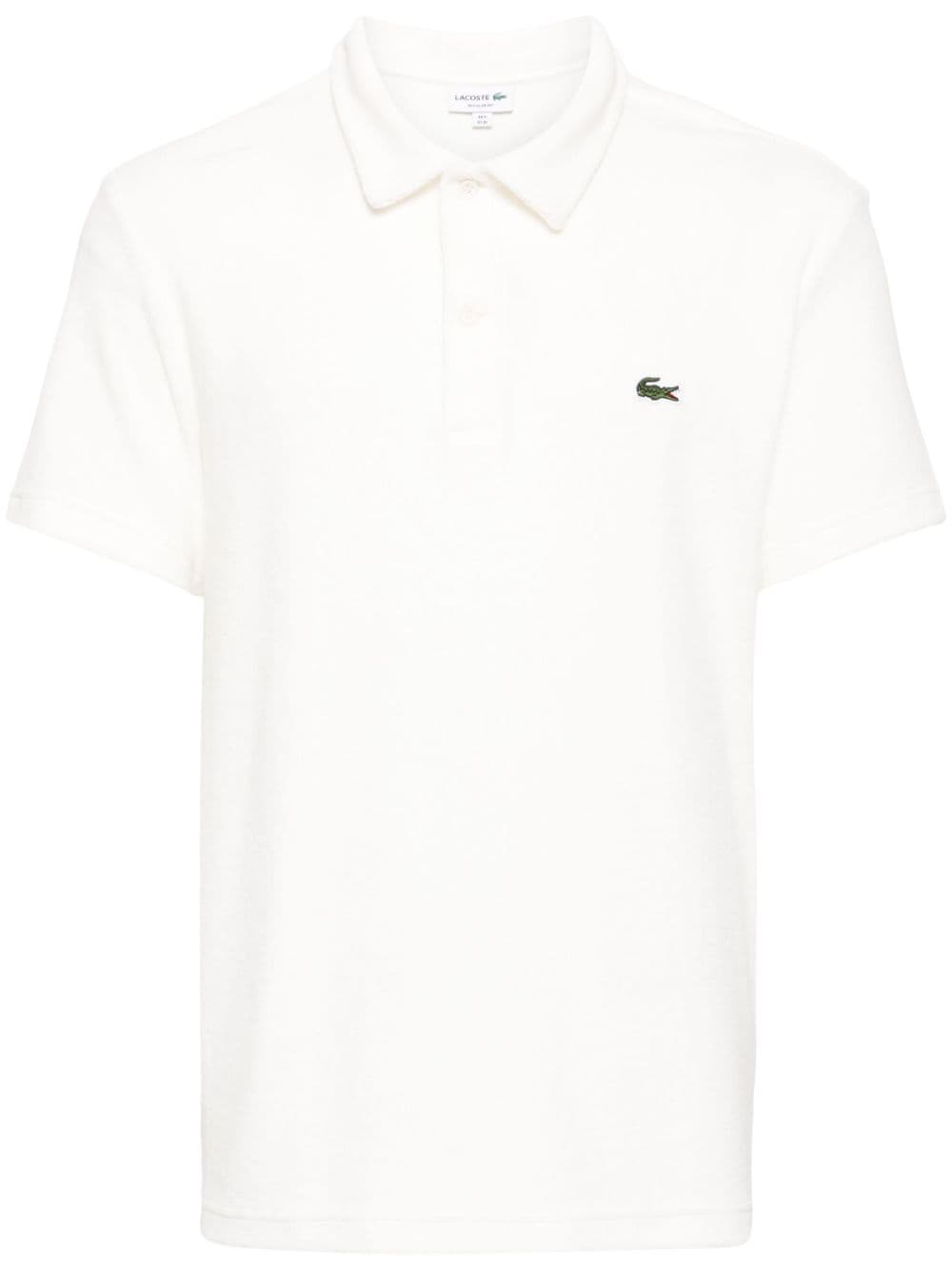 Lacoste logo-appliqué velvet polo shirt - White von Lacoste