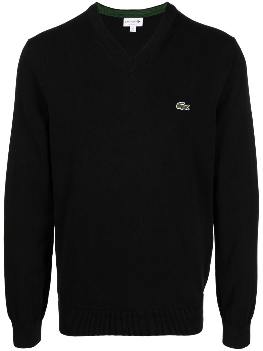 Lacoste logo-embroidered fine-ribbed jumper - Black von Lacoste