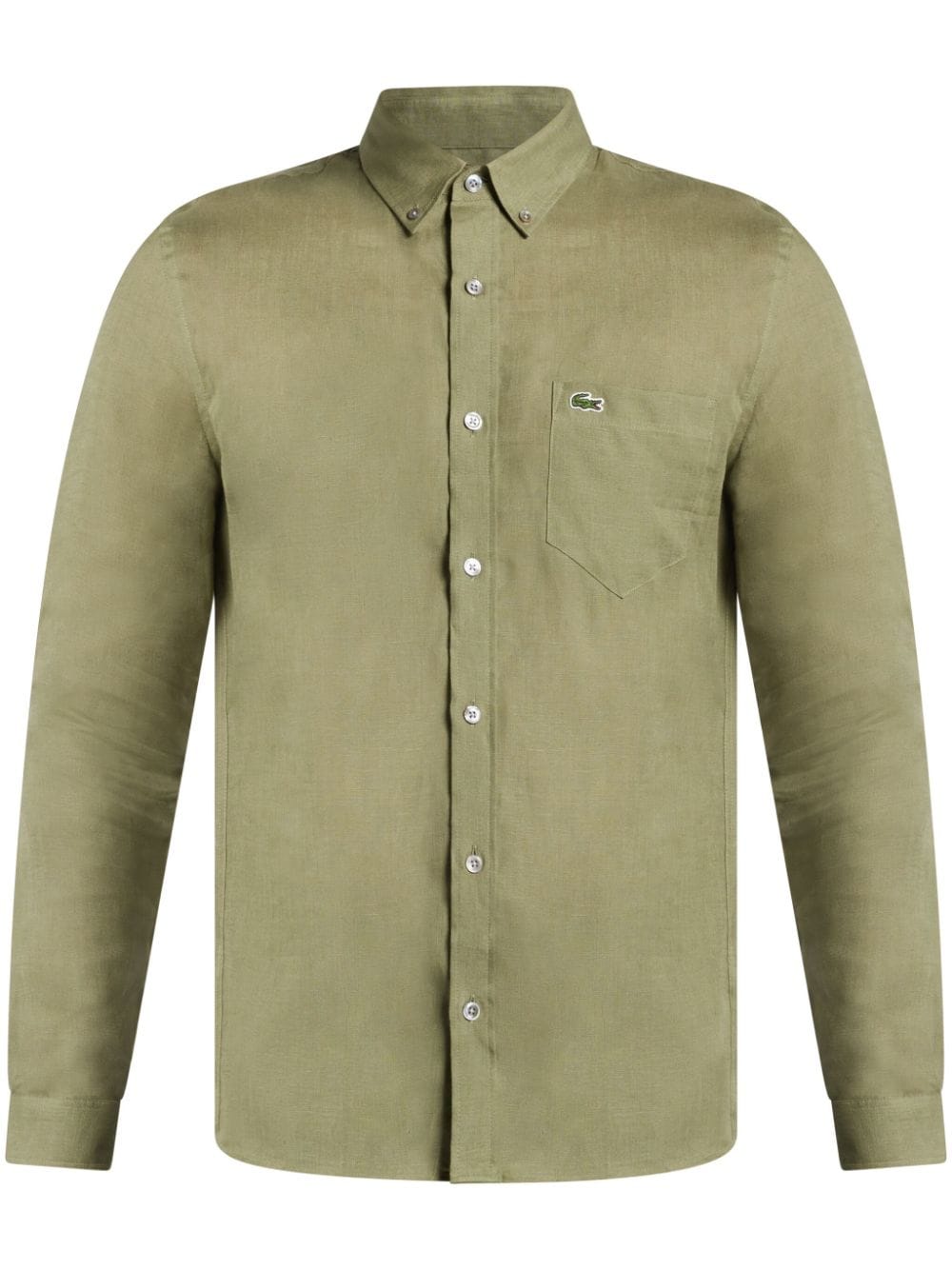 Lacoste logo-embroidered linen shirt - Green von Lacoste
