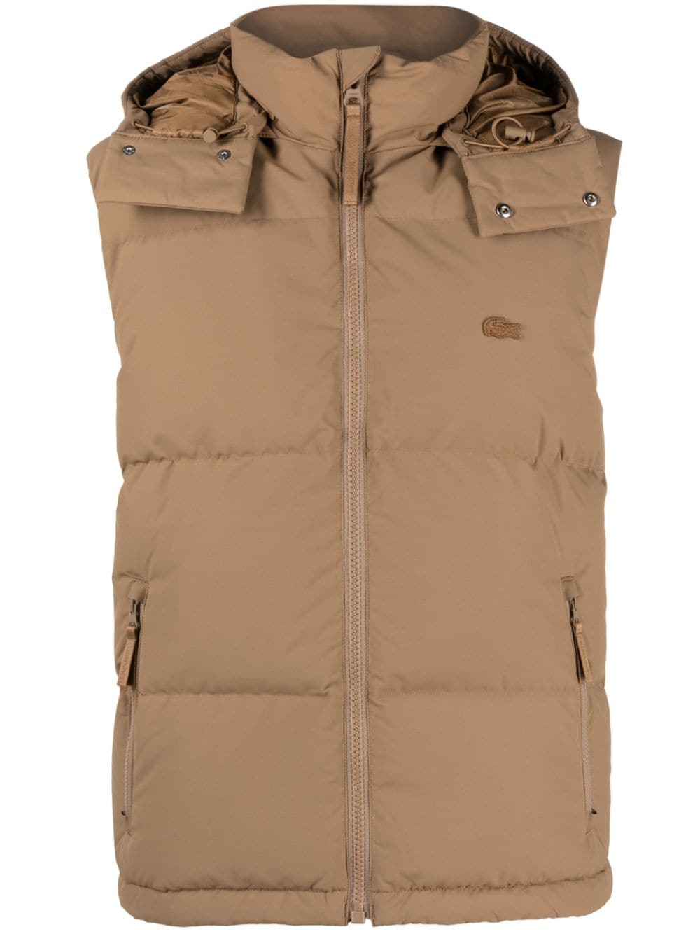 Lacoste logo-embroidered padded gilet - Brown von Lacoste