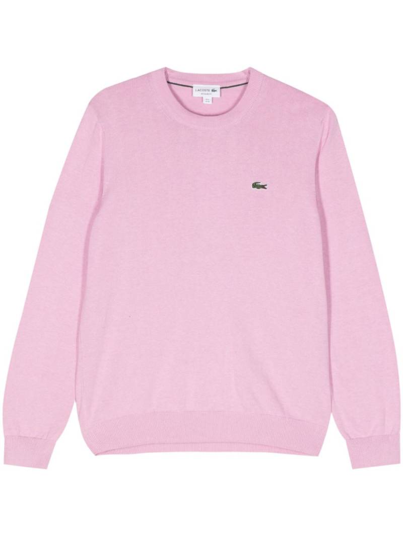 Lacoste logo-patch fine-ribbed jumper - Pink von Lacoste