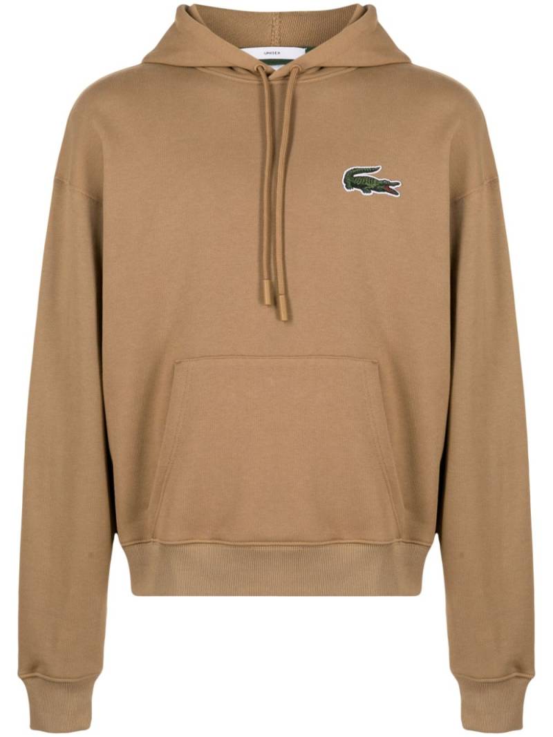 Lacoste logo-patch organic-cotton hoodie - Brown von Lacoste
