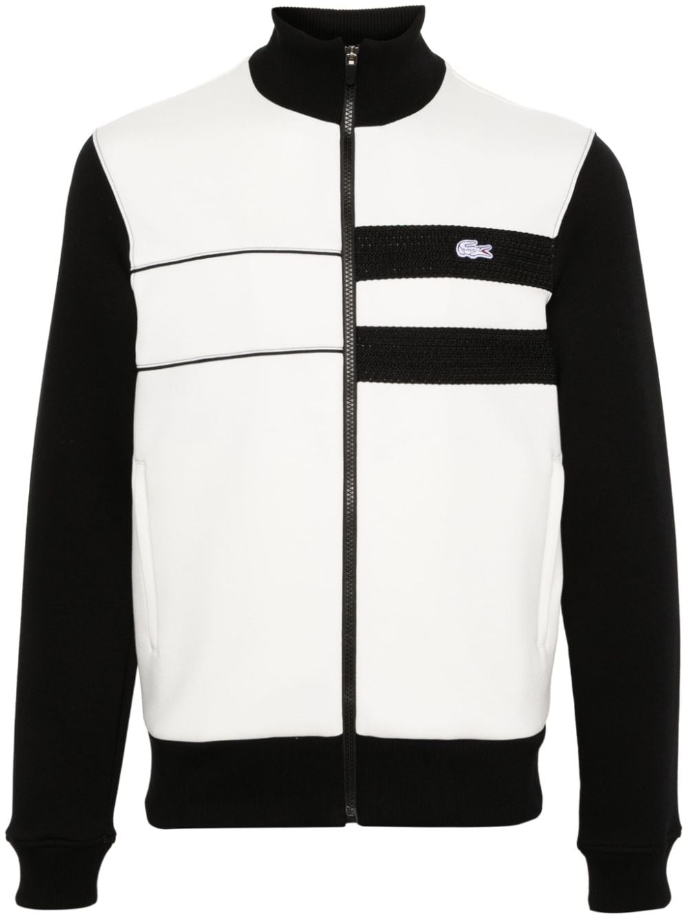 Lacoste logo-patch panelled zip-up sweatshirt - White von Lacoste