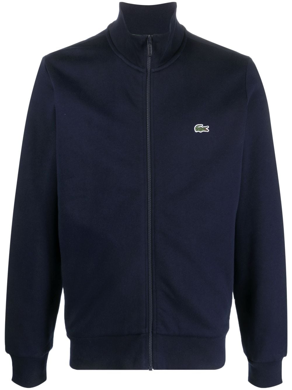 Lacoste logo-patch zip-up cardigan - Blue von Lacoste