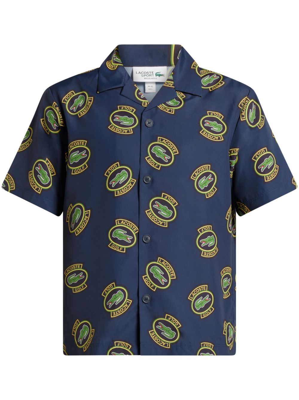 Lacoste logo-print camp-collar shirt - Blue von Lacoste