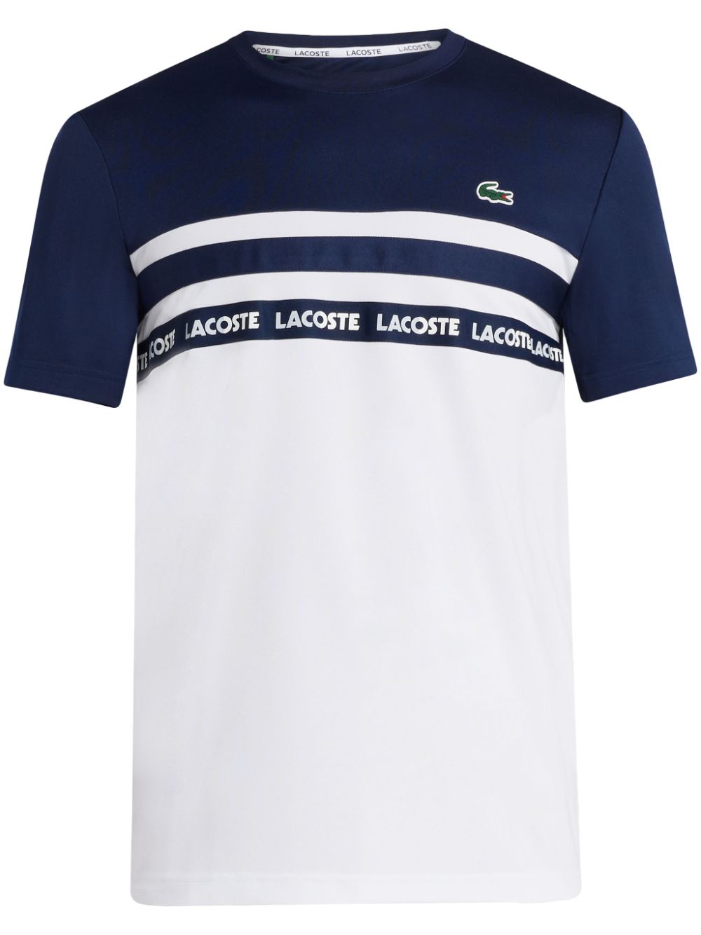 Lacoste logo-trim striped T-shirt - White von Lacoste