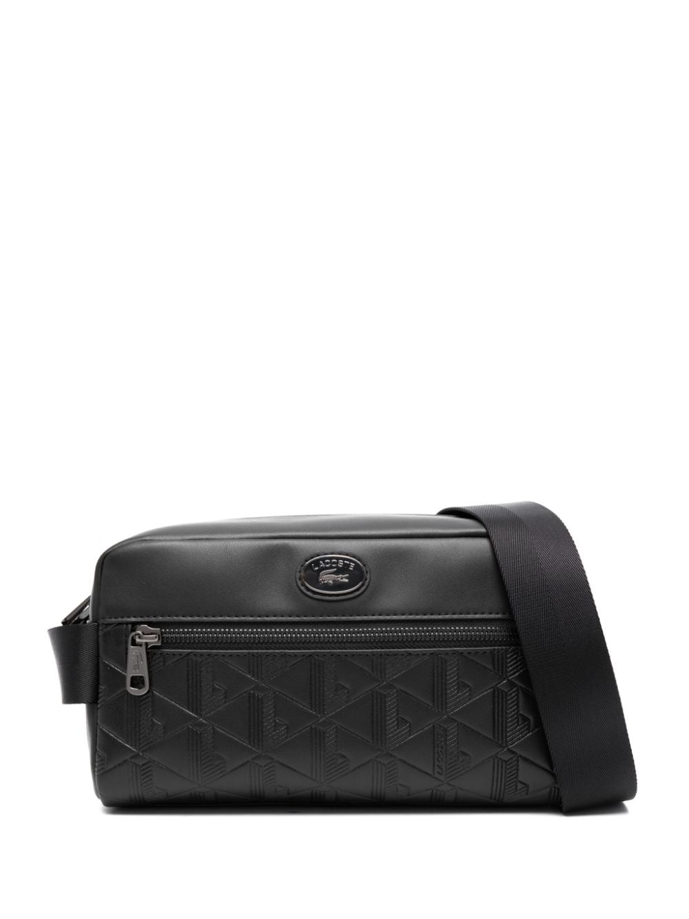 Lacoste monogram-debossed leather crossbody bag - Black von Lacoste