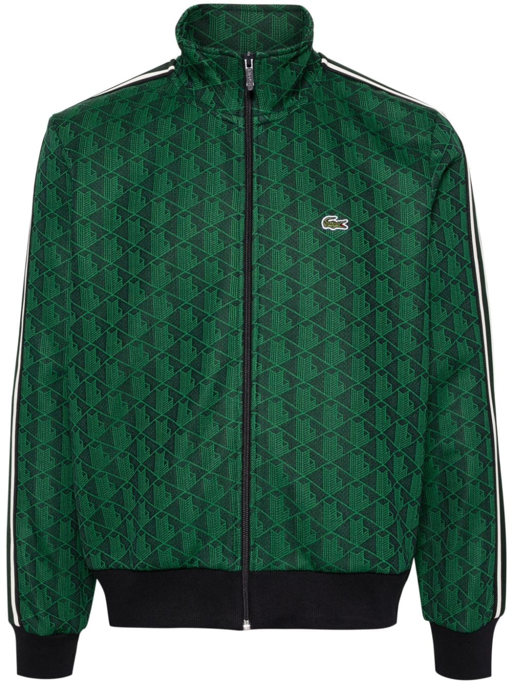 Lacoste monogram-jacquard zipped sweatshirt - Green von Lacoste