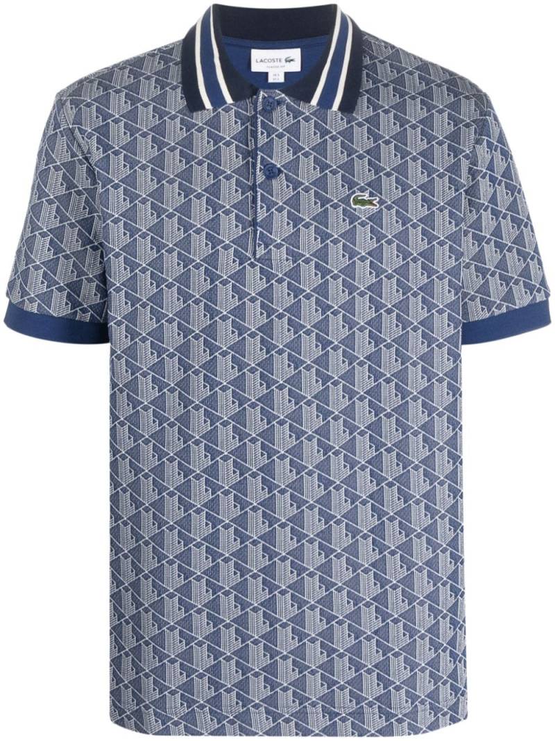 Lacoste monogram-motif short-sleeved polo shirt - Blue von Lacoste