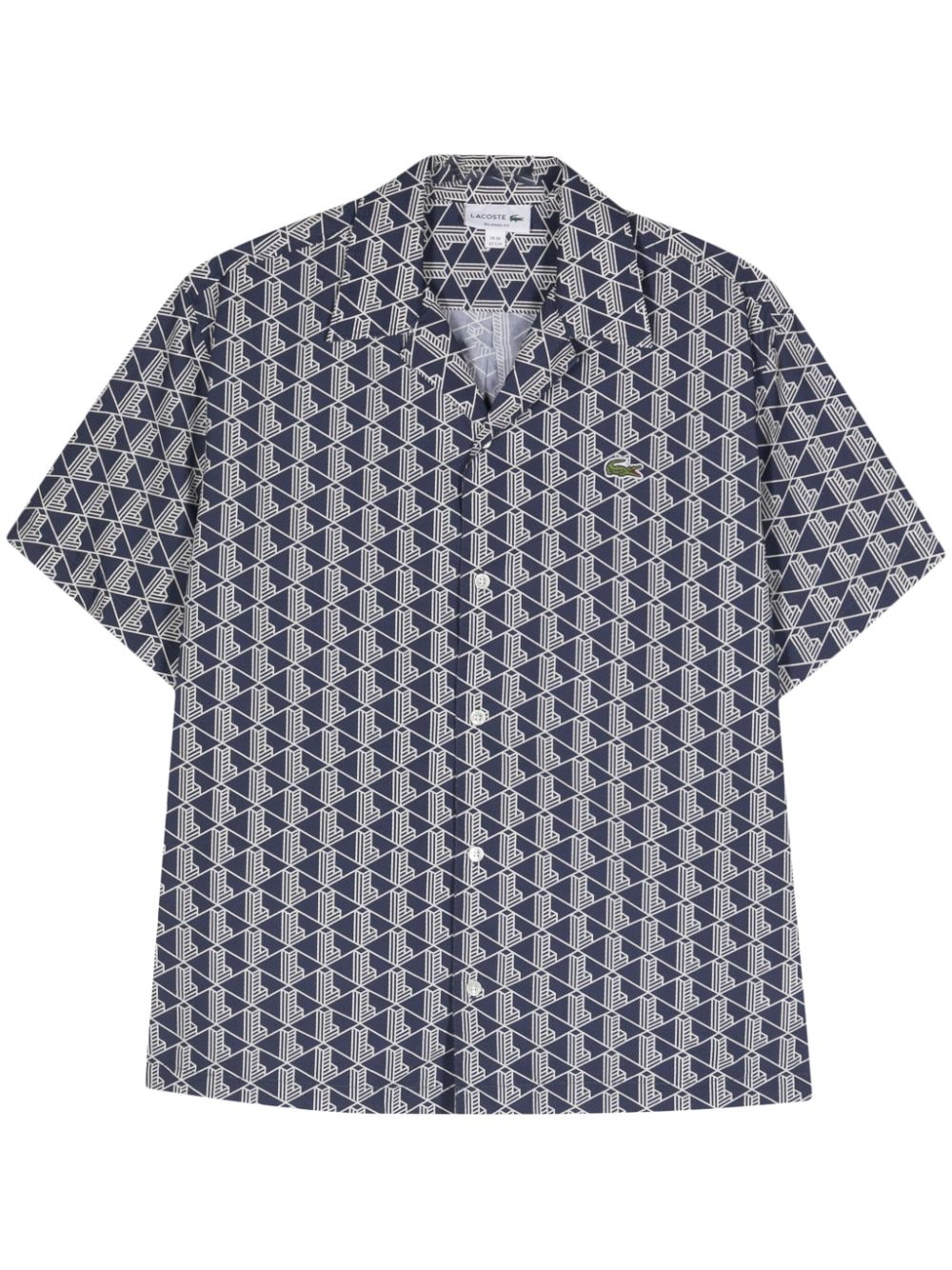 Lacoste monogram-pattern short-sleeve shirt - Blue von Lacoste